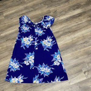 Hilo Hattie's Vintage Womens Blue Hawaiian Muumuu Lightweight  Dress Flower